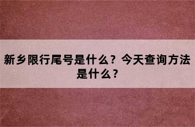 新乡限行尾号是什么？今天查询方法是什么？