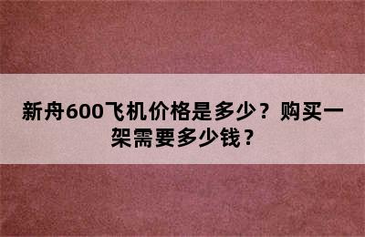 新舟600飞机价格是多少？购买一架需要多少钱？