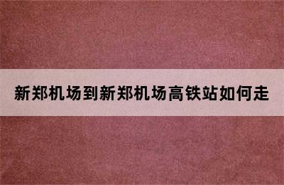 新郑机场到新郑机场高铁站如何走