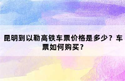 昆明到以勒高铁车票价格是多少？车票如何购买？