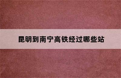 昆明到南宁高铁经过哪些站