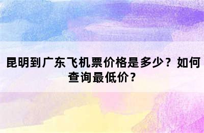 昆明到广东飞机票价格是多少？如何查询最低价？