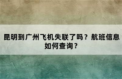 昆明到广州飞机失联了吗？航班信息如何查询？