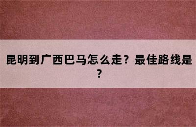 昆明到广西巴马怎么走？最佳路线是？