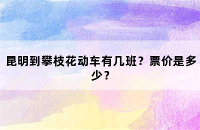 昆明到攀枝花动车有几班？票价是多少？