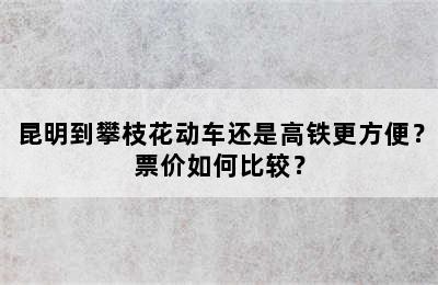 昆明到攀枝花动车还是高铁更方便？票价如何比较？