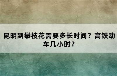昆明到攀枝花需要多长时间？高铁动车几小时？