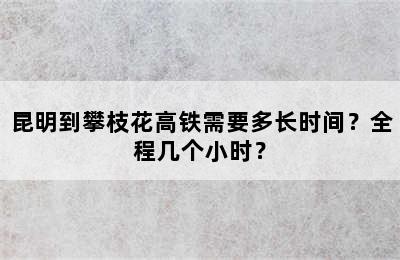 昆明到攀枝花高铁需要多长时间？全程几个小时？