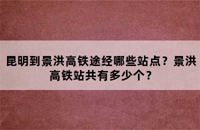 昆明到景洪高铁途经哪些站点？景洪高铁站共有多少个？