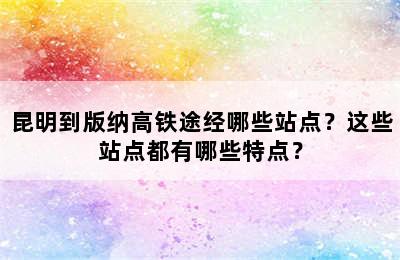 昆明到版纳高铁途经哪些站点？这些站点都有哪些特点？