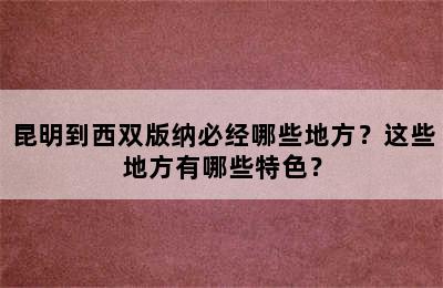 昆明到西双版纳必经哪些地方？这些地方有哪些特色？