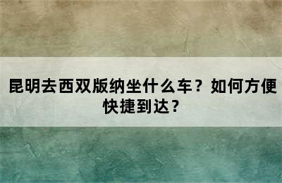昆明去西双版纳坐什么车？如何方便快捷到达？