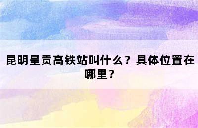 昆明呈贡高铁站叫什么？具体位置在哪里？