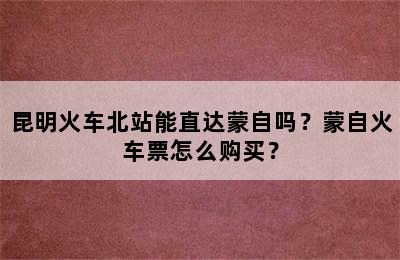 昆明火车北站能直达蒙自吗？蒙自火车票怎么购买？