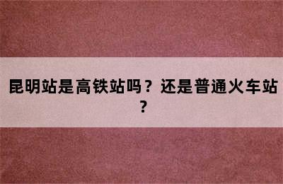 昆明站是高铁站吗？还是普通火车站？