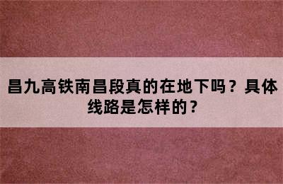 昌九高铁南昌段真的在地下吗？具体线路是怎样的？