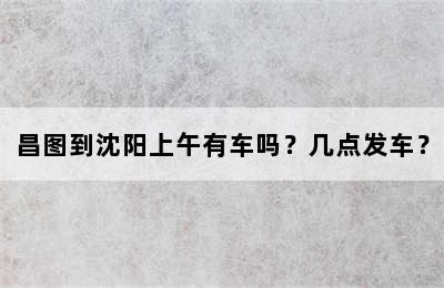 昌图到沈阳上午有车吗？几点发车？