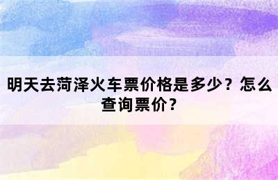 明天去菏泽火车票价格是多少？怎么查询票价？