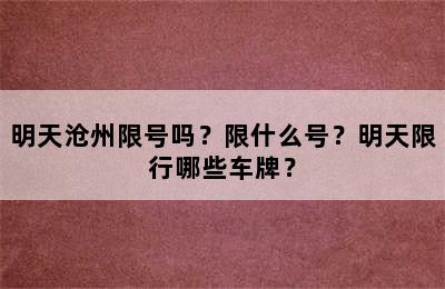 明天沧州限号吗？限什么号？明天限行哪些车牌？