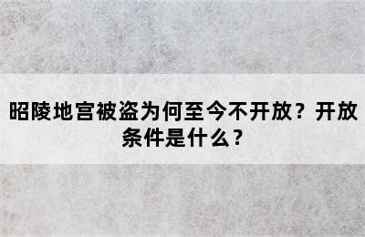 昭陵地宫被盗为何至今不开放？开放条件是什么？