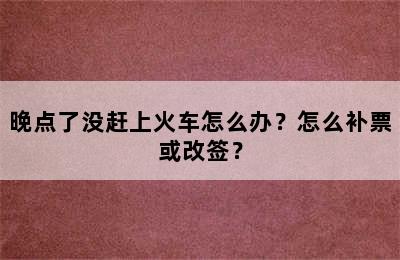 晚点了没赶上火车怎么办？怎么补票或改签？