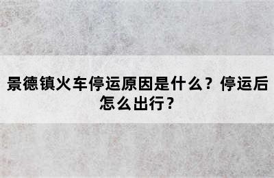 景德镇火车停运原因是什么？停运后怎么出行？