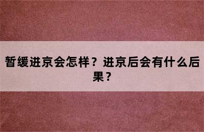 暂缓进京会怎样？进京后会有什么后果？