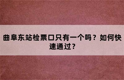 曲阜东站检票口只有一个吗？如何快速通过？