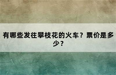 有哪些发往攀枝花的火车？票价是多少？