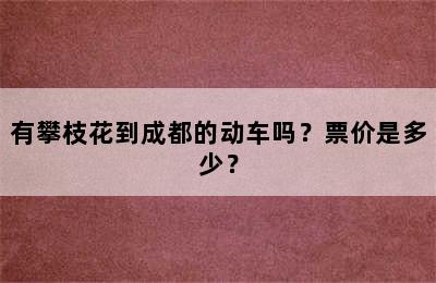 有攀枝花到成都的动车吗？票价是多少？