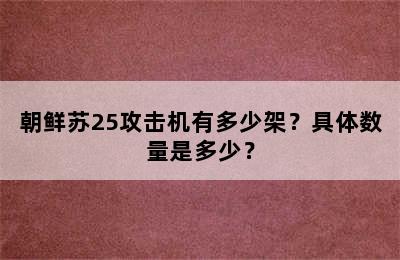 朝鲜苏25攻击机有多少架？具体数量是多少？