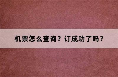 机票怎么查询？订成功了吗？
