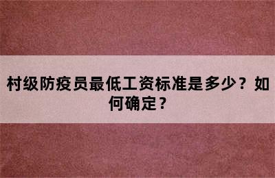 村级防疫员最低工资标准是多少？如何确定？