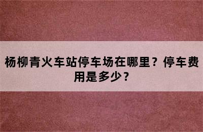 杨柳青火车站停车场在哪里？停车费用是多少？