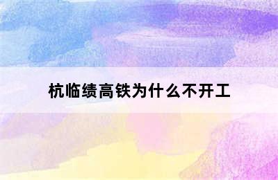 杭临绩高铁为什么不开工