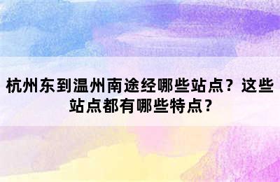 杭州东到温州南途经哪些站点？这些站点都有哪些特点？