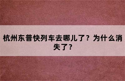 杭州东普快列车去哪儿了？为什么消失了？