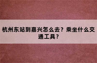 杭州东站到嘉兴怎么去？乘坐什么交通工具？