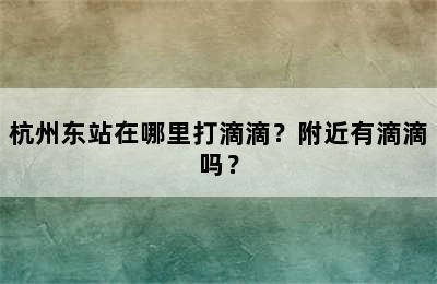 杭州东站在哪里打滴滴？附近有滴滴吗？