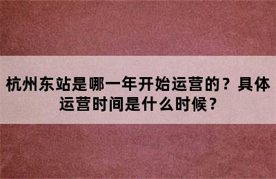 杭州东站是哪一年开始运营的？具体运营时间是什么时候？