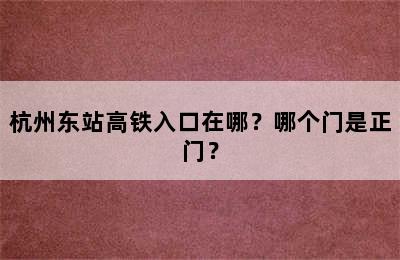 杭州东站高铁入口在哪？哪个门是正门？