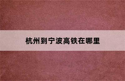 杭州到宁波高铁在哪里