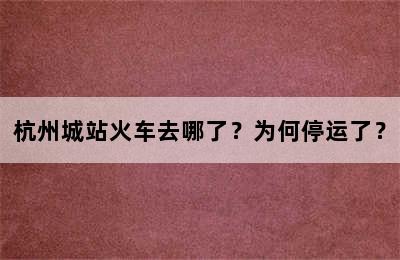 杭州城站火车去哪了？为何停运了？