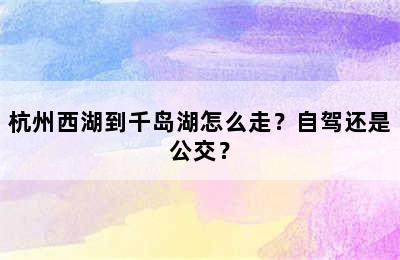 杭州西湖到千岛湖怎么走？自驾还是公交？