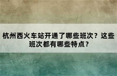 杭州西火车站开通了哪些班次？这些班次都有哪些特点？