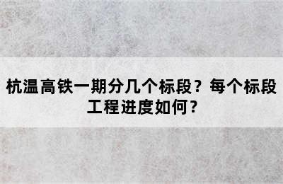 杭温高铁一期分几个标段？每个标段工程进度如何？