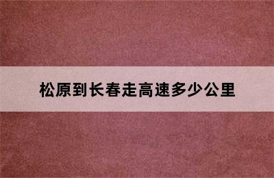 松原到长春走高速多少公里