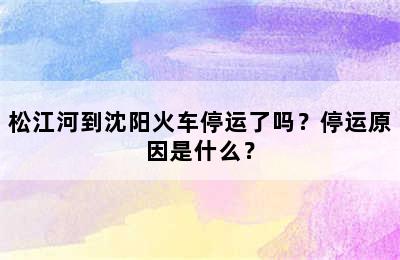松江河到沈阳火车停运了吗？停运原因是什么？