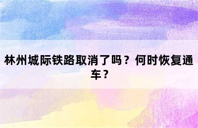 林州城际铁路取消了吗？何时恢复通车？