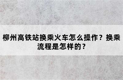 柳州高铁站换乘火车怎么操作？换乘流程是怎样的？